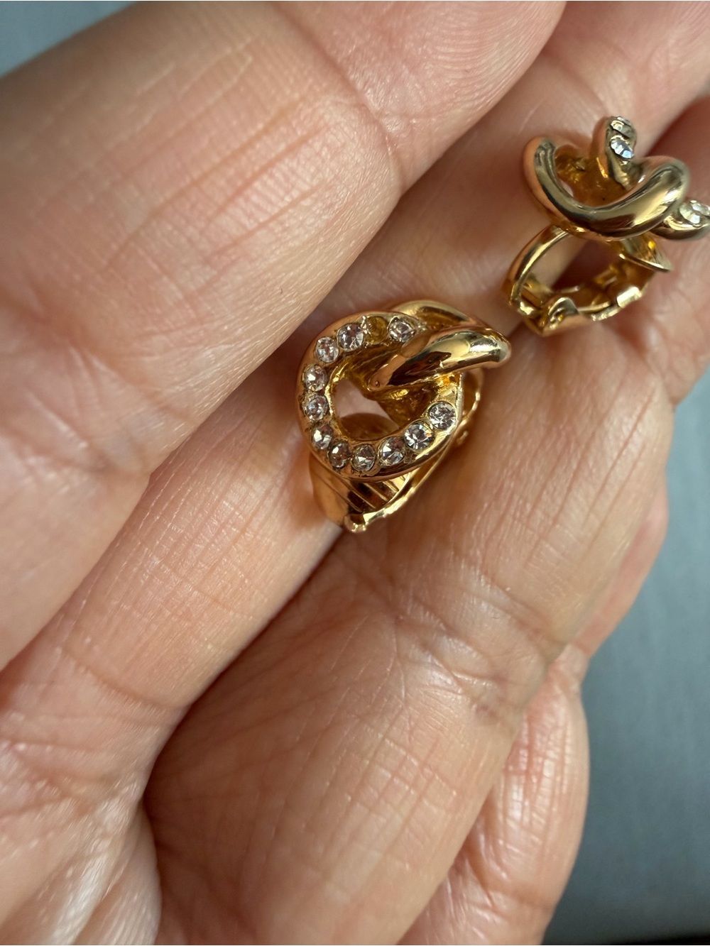 Dior Gold-Tone Knot Stud Earrings with Crystal Accents - Women Jewelry - Picture 7 of 9